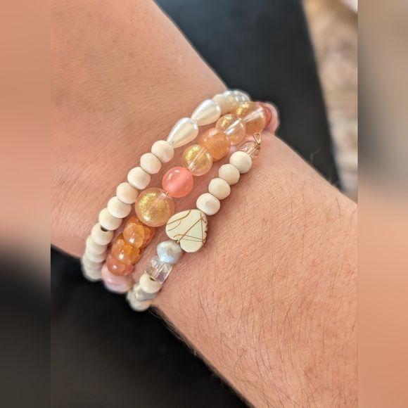 Handmade boho style memory wire wrap bracelet With Matching Earrings - Picture 2 of 5